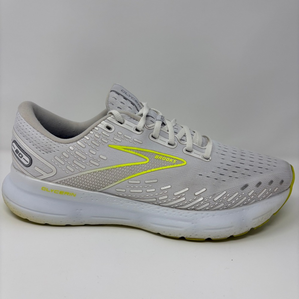 Brooks Glycerin 20 Size 10.5 Men's Running Shoes Grey Lime Green 1103821D135